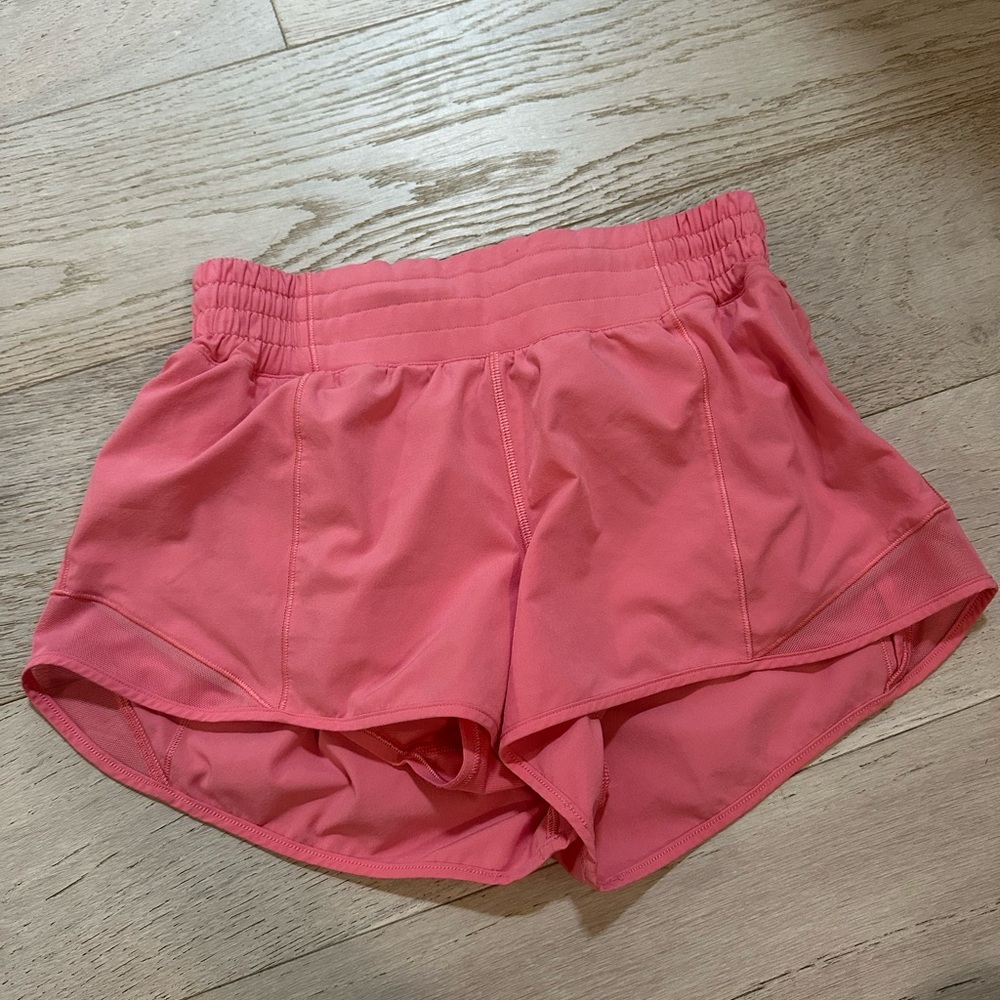 Pink Lululemon athletic shorts